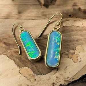 Faux Opal Drop Earrings